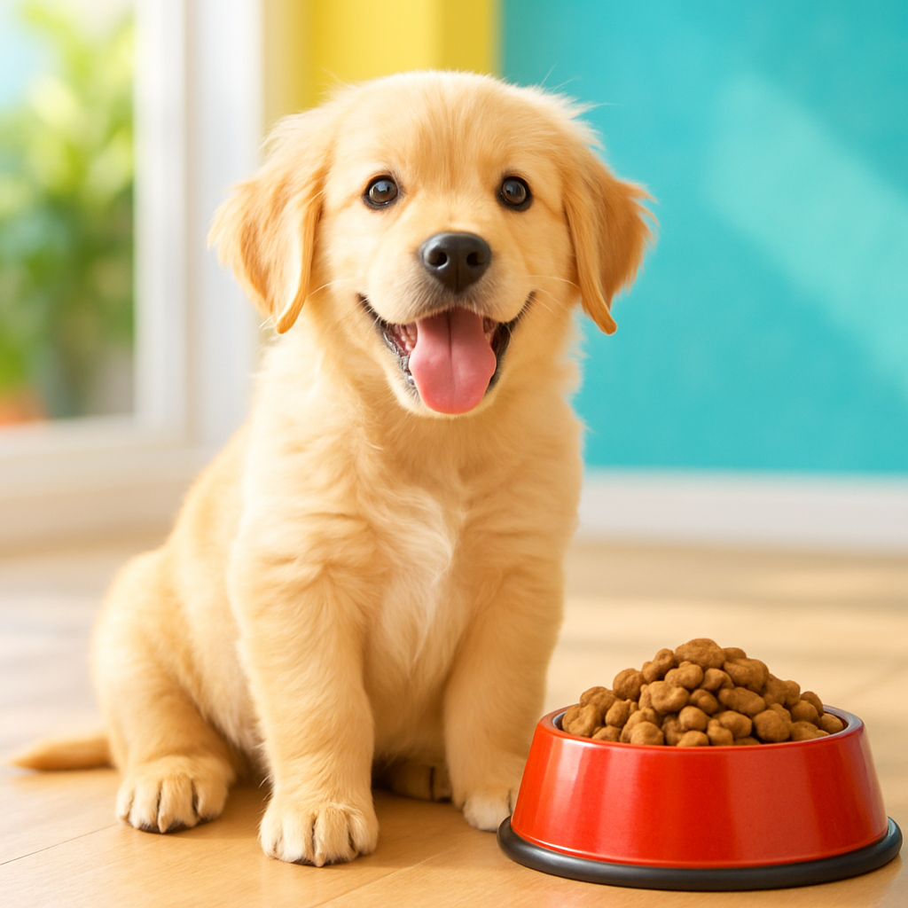 Cute dog with food
